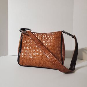 Donald J Pliner Bag Leather Shoulder Top Handle Handbag Crocodile Couture SKU#C3